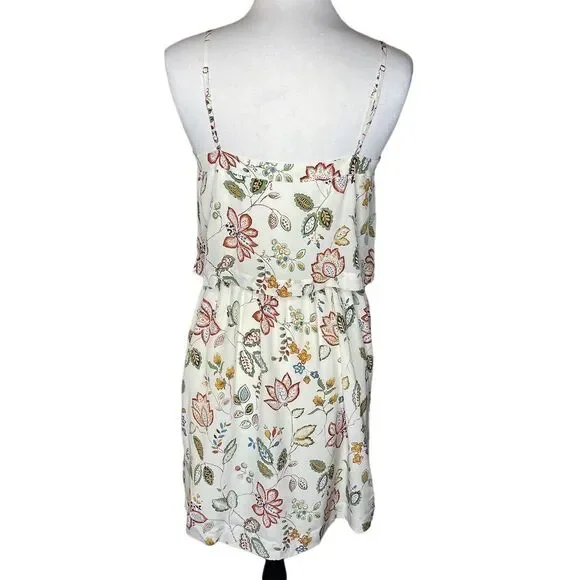 Madewell Women's Size 8 Silk Overlay Cami Mini Dress Botanical Print - Picture 4 of 7